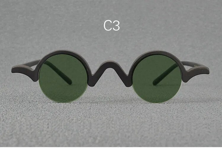 Yujo Unisex Semi Rim Round Acetate Polarized Sunglasses 35mm Sunglasses Yujo C3 China