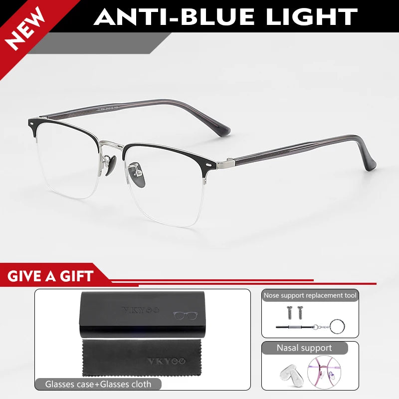 Vicky Unisex Semi Rim Square Aluminum Alloy Reading Glasses 44888 Reading Glasses Vicky +50 888-BLK-SLV