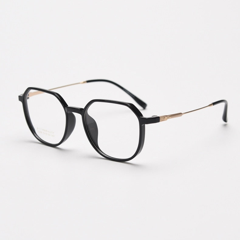 CCspace Unisex Full Rim Square Tr 90 Titanium Eyeglasses 56431 Full Rim CCspace C1Black