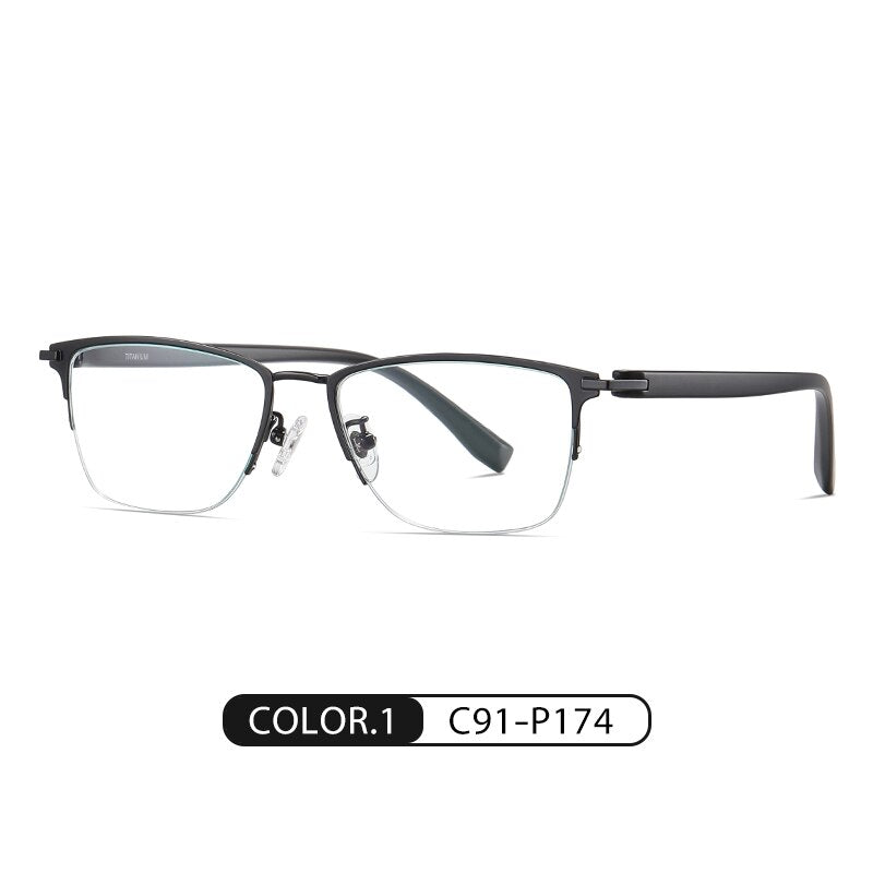 Zirosat Men's Semi Rim Square Tr 90 Titanium Eyeglasses St6212 Semi Rim Zirosat C1  
