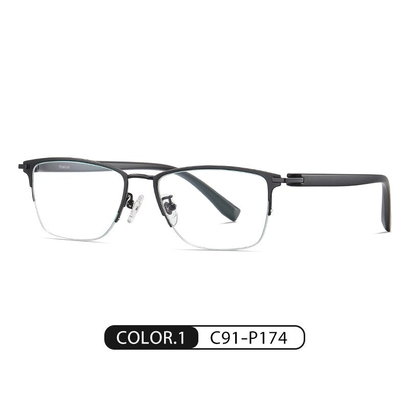 Zirosat Men's Semi Rim Square Tr 90 Titanium Eyeglasses St6212 Semi Rim Zirosat C1