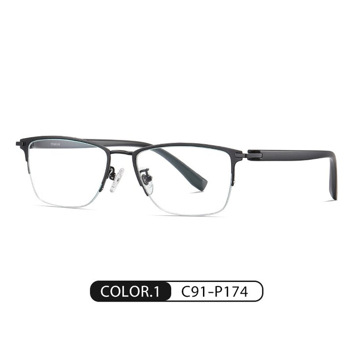 Zirosat Men's Semi Rim Square Tr 90 Titanium Eyeglasses St6212 Semi Rim Zirosat C1