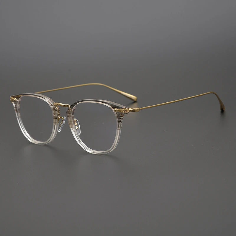 Black Mask Unisex Full Rim Titanium Acetate Square Eyeglasses 5307 Full Rim Black Mask Crystal-Gold