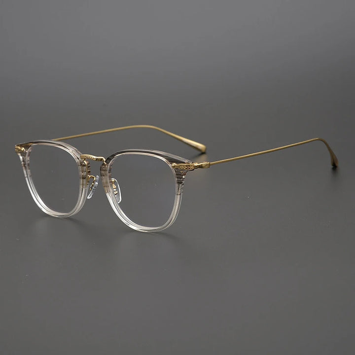 Black Mask Unisex Full Rim Titanium Acetate Square Eyeglasses 5307 Full Rim Black Mask Crystal-Gold