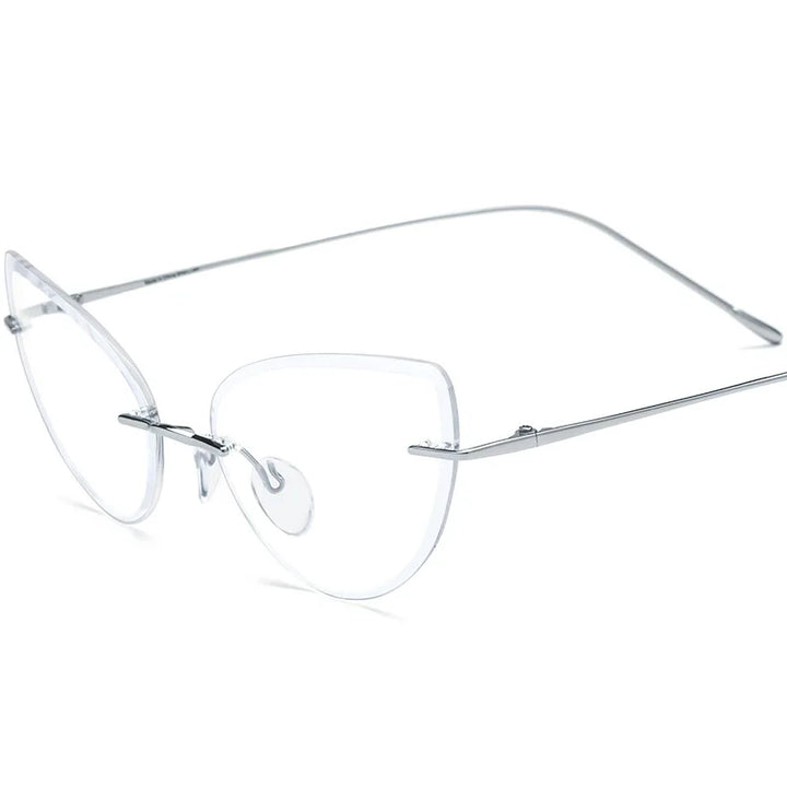 Nobler Unisex Rimless Oval Cat Eye Titanium Eyeglasses 185909