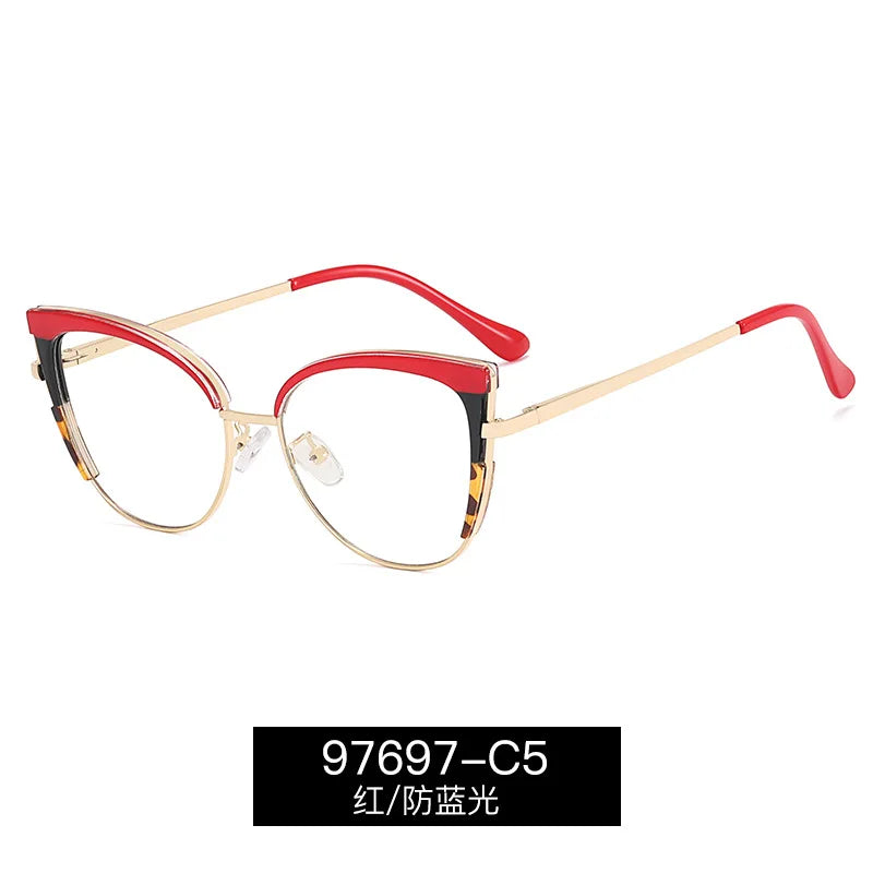 Handoer Women's Full Rim Oval Cat Eye Acetate Alloy Eyeglasses 97697 Full Rim Handoer C5