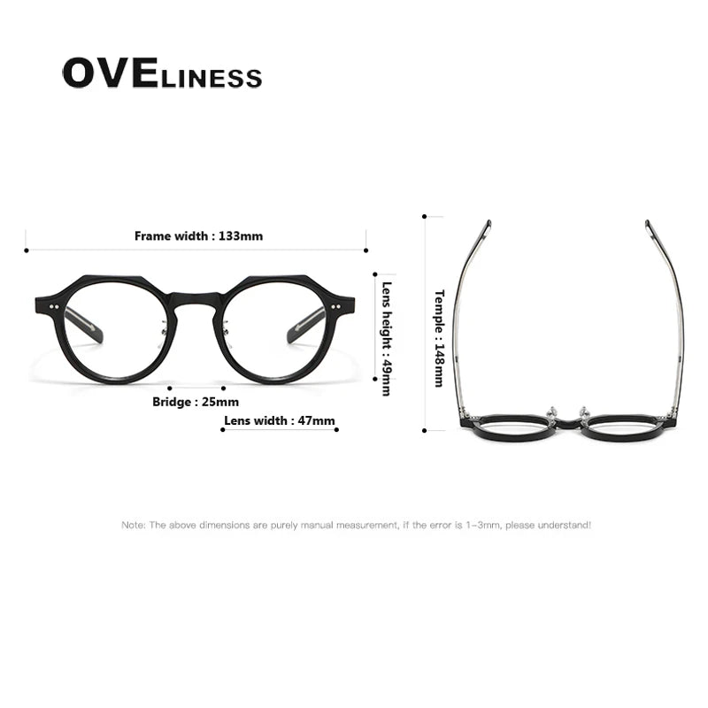 Oveliness Unisex Full Rim Round Acetate Eyeglasses V003 Full Rim Oveliness