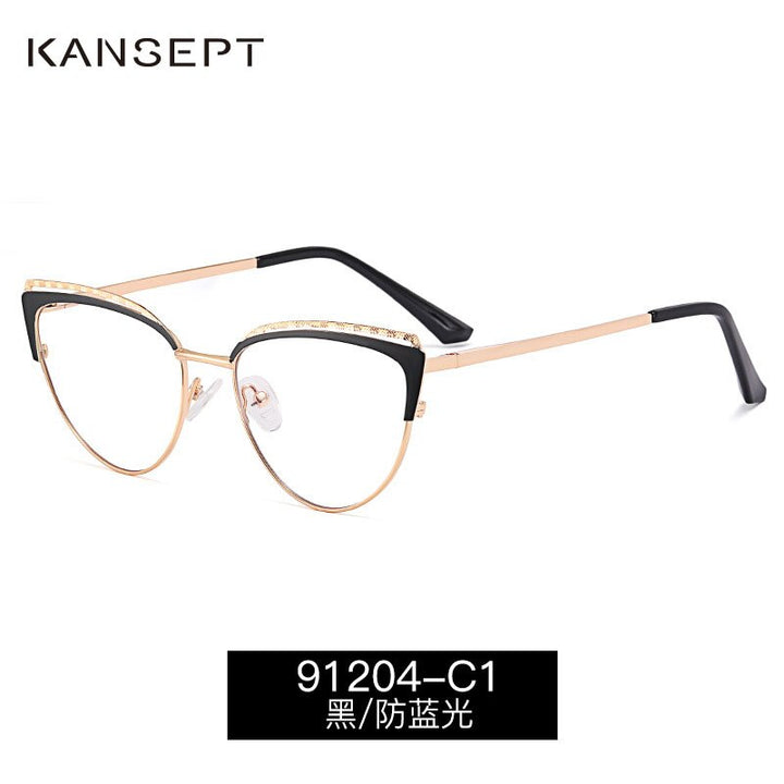 Kansept Women's Full Rim Square Cat Eye Stainless Steel Eyeglasses 91204 Full Rim Kansept C1 China 