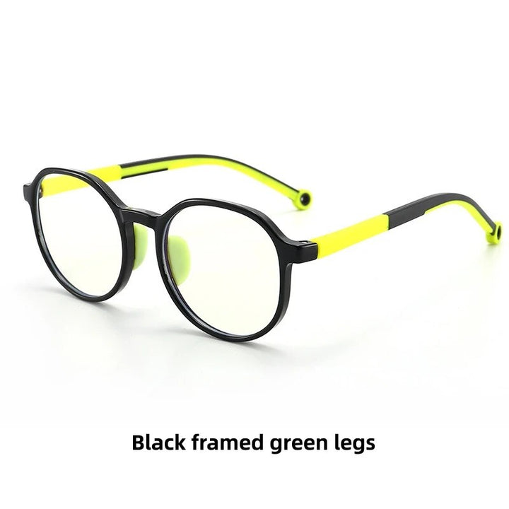 KatKani Children's Unisex Full Rim Round Tr 90 Siicone Eyeglasses F8350 Full Rim KatKani Eyeglasses black  