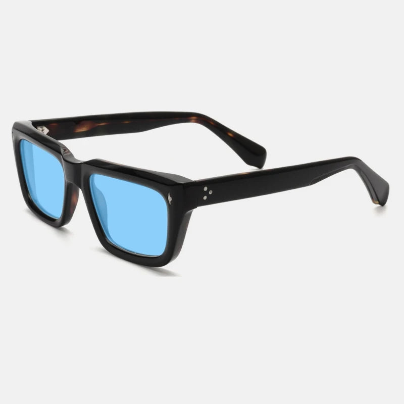 Gatenac Unisex Full Rim Square Polarized Acetate Sunglasses Mo13 Sunglasses Gatenac Tortoiseshell Blue