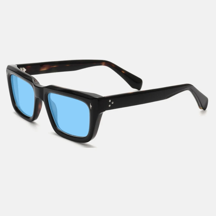 Gatenac Unisex Full Rim Square Polarized Acetate Sunglasses Mo13 Sunglasses Gatenac Tortoiseshell Blue
