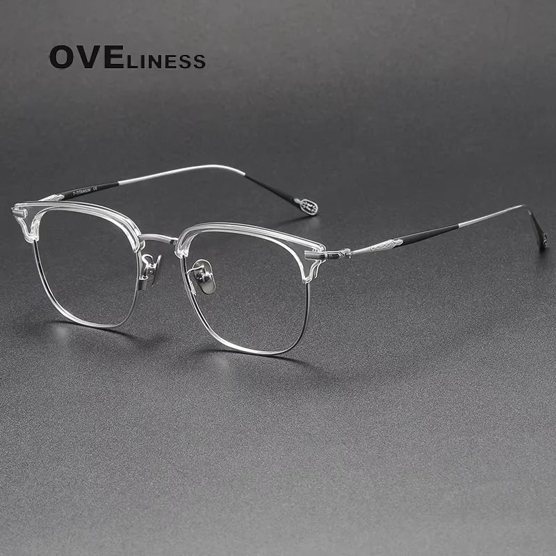 Oveliness Unisex Full Rim Square Acetate Titanium Eyeglasses 80901