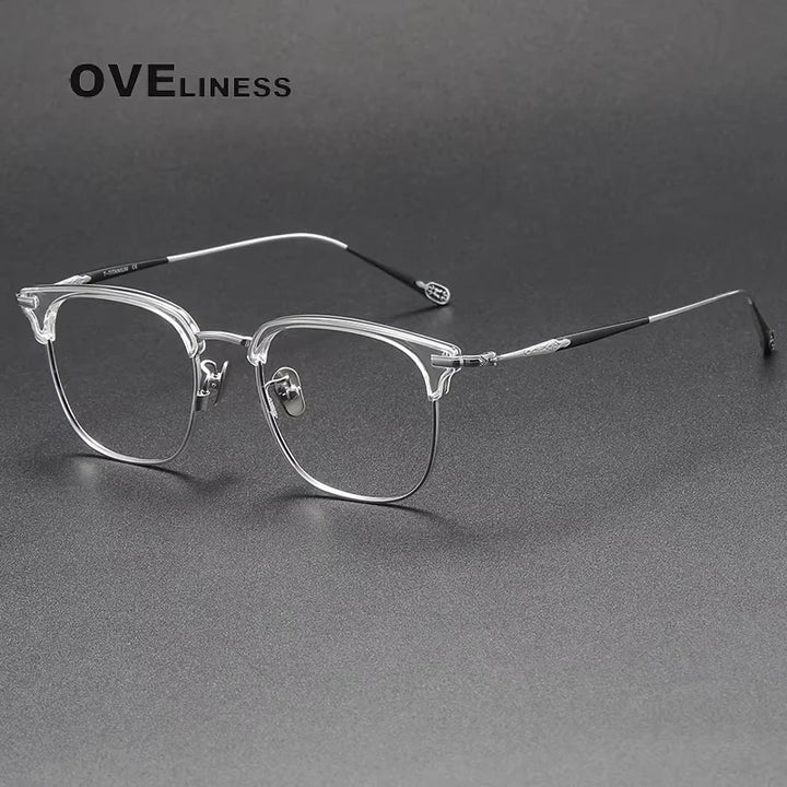 Oveliness Unisex Full Rim Square Acetate Titanium Eyeglasses 80901