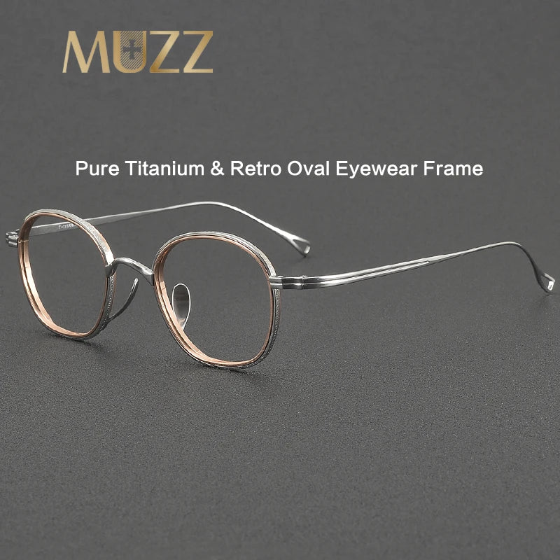 Muzz Unisex Full Rim Oval Square Titanium Eyeglasses 81234