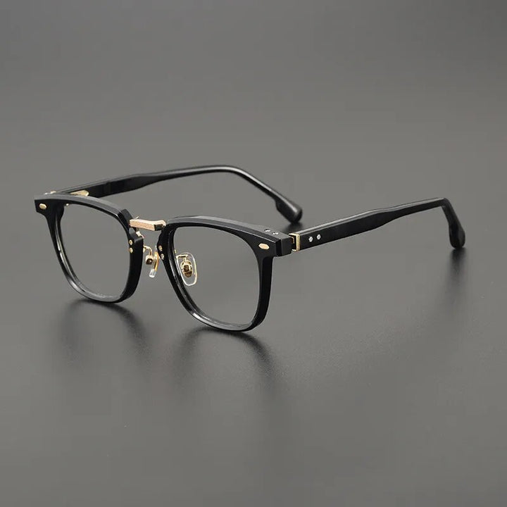 Gatenac Unisex Full Rim Square Titanium Acetate Eyeglasses Gxyj1130 Full Rim Gatenac