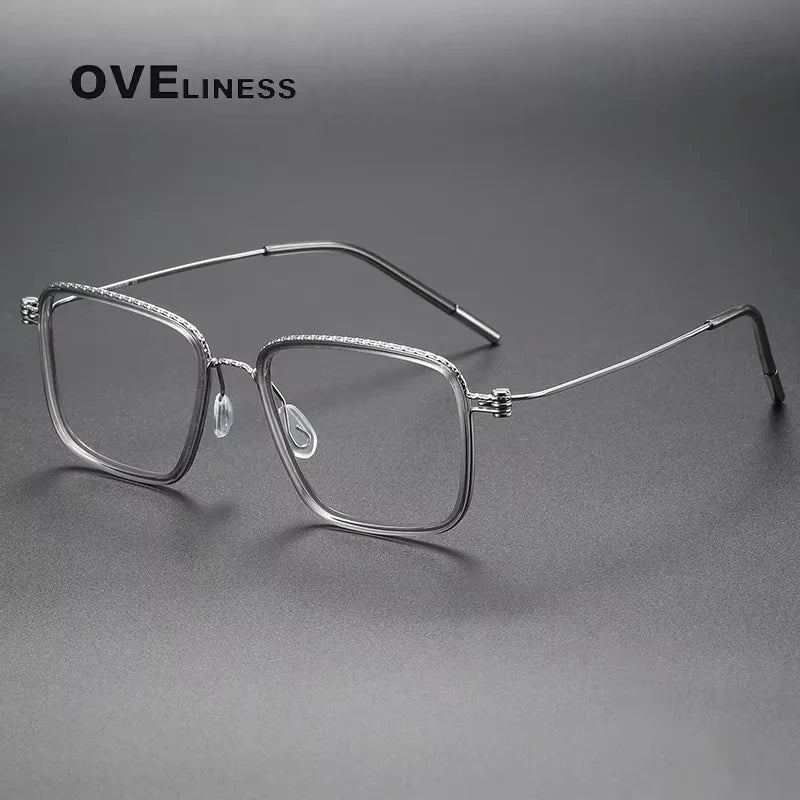 Oveliness Unisex Full Rim Square Acetate Titanium Eyeglasses 80899