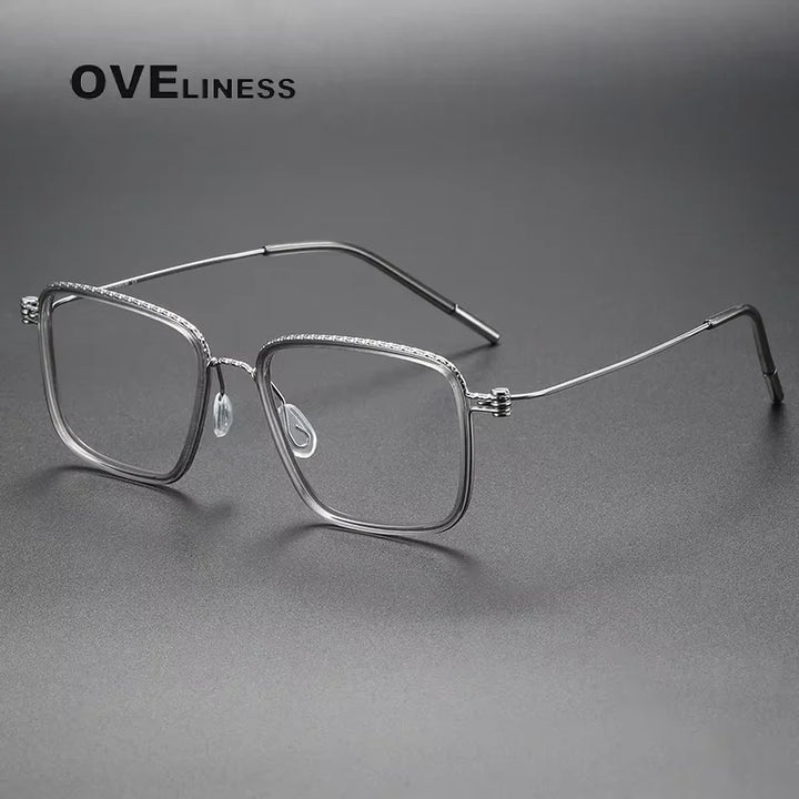 Oveliness Unisex Full Rim Square Acetate Titanium Eyeglasses 80899