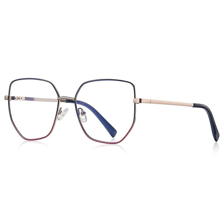 CCspace Unisex Full Rim Irregular Square Alloy Eyeglasses 56272 Full Rim CCspace C6BluePink