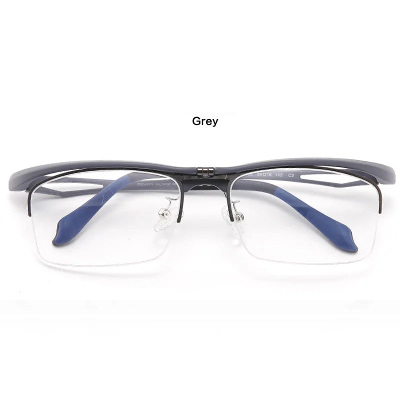 Muzz Unisex Semi Rim Square Alloy Tr 90 Flip Up Sport Eyeglasses M9808 Semi Rim Muzz C2