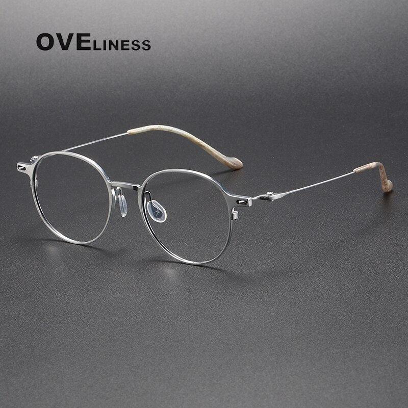Oveliness Unisex Full Rim Round Titanium Eyeglasses 8202315 Full Rim Oveliness silver