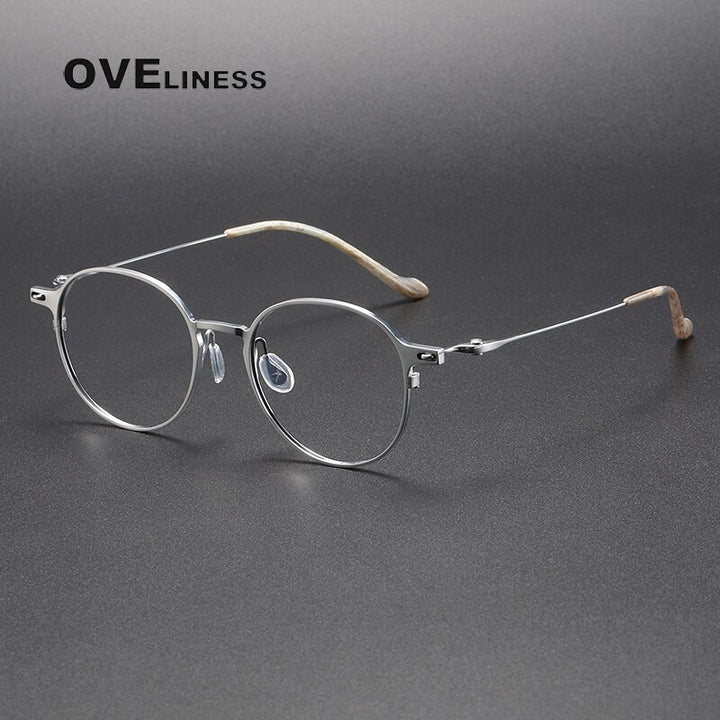 Oveliness Unisex Full Rim Round Titanium Eyeglasses 8202315 Full Rim Oveliness silver  