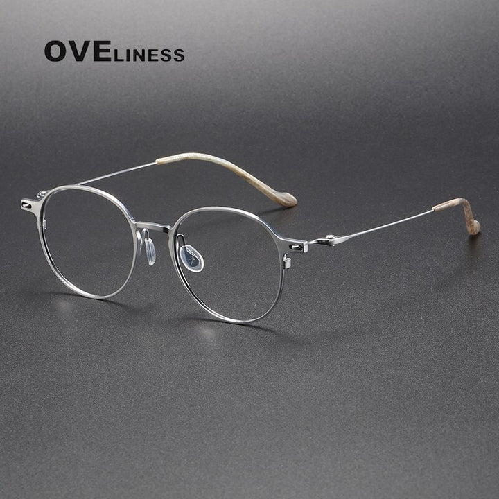Oveliness Unisex Full Rim Round Titanium Eyeglasses 8202315 Full Rim Oveliness silver