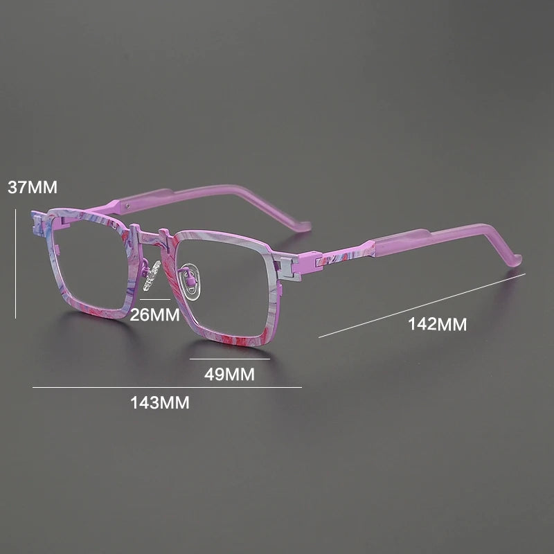 Gatenac Unisex Full Rim Square Titanium Acetate Eyeglasses Gxyj5910