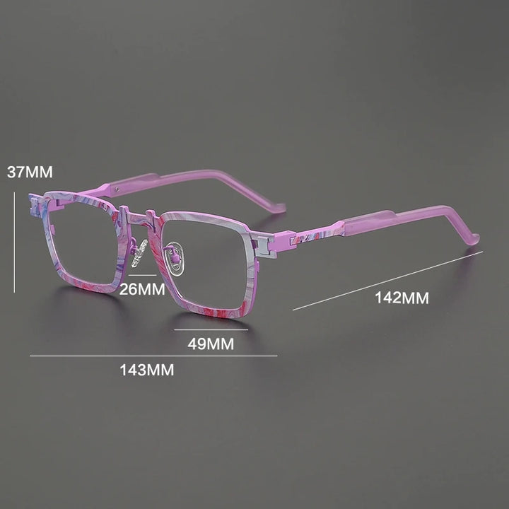 Gatenac Unisex Full Rim Square Titanium Acetate Eyeglasses Gxyj5910