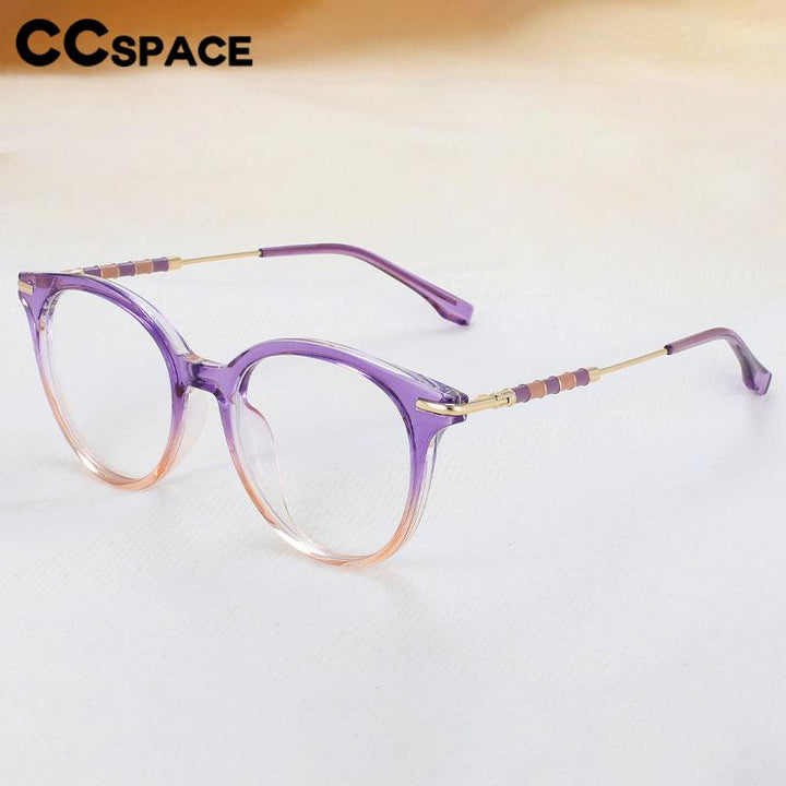 CCspace Women's Full Rim Round Acetate Alloy Eyeglasses 56609 Full Rim CCspace