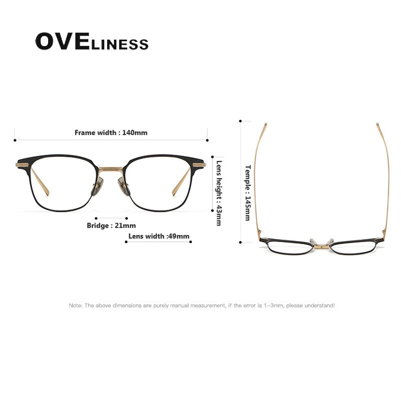 Oveliness Unisex Full Rim Square Titanium Eyeglasses M8k Full Rim Oveliness   