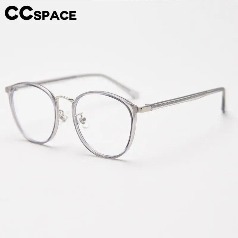 CCspace Unisex Full Rim Round Tr 90 Titanium Eyeglasses 57021 Full Rim CCspace