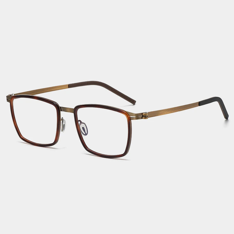 Gatenac Mens Full Rim Square Acetate Eyeglasses Gxyj-1187 Full Rim Gatenac Tortoiseshell Bronze