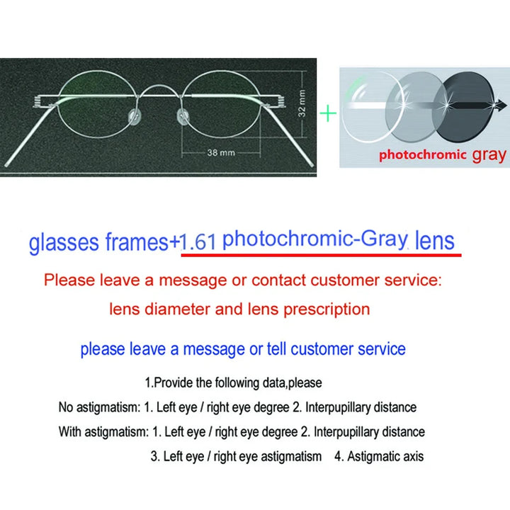 Yujo Unisex Full Rim Oval Steel Custom Eyeglasses 61423