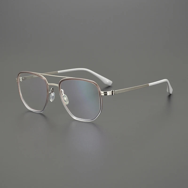 Gatenac Unisex Full Rim Square Double Bridge Acetate Titanium Eyeglasses 31567