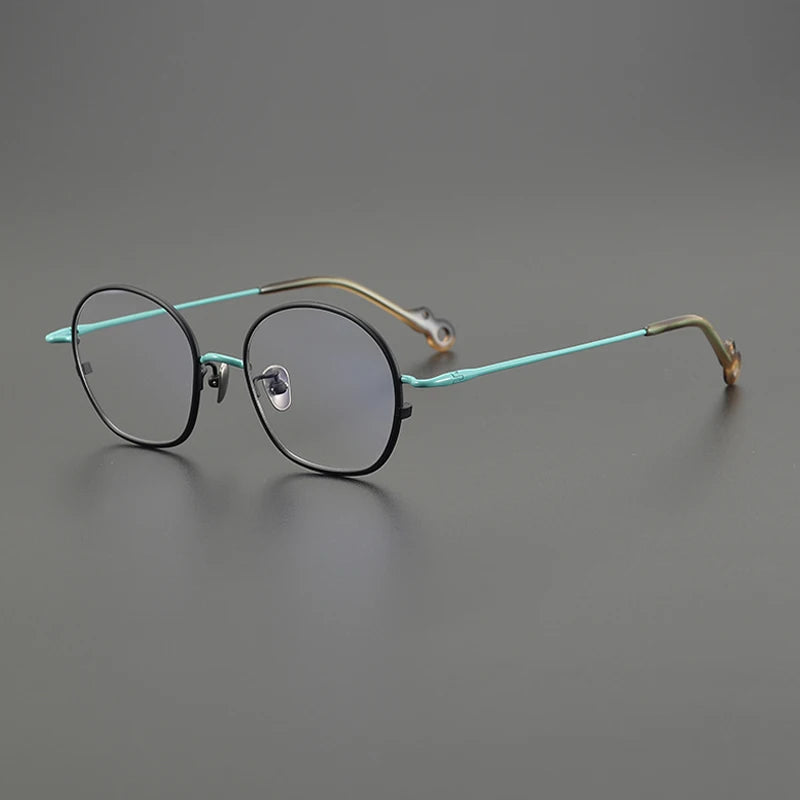 Gatenac Unisex Full Rim Small Round Titanium Eyeglasses Gxyj1457 Full Rim Gatenac Black