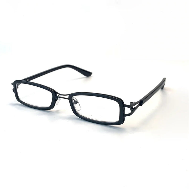 Cubojue Unisex Full Rim Rectangle Double Bridge Tr 90 Titanium Hyperopic Reading Glasses Sd2133 Reading Glasses Cubojue shiny black 0