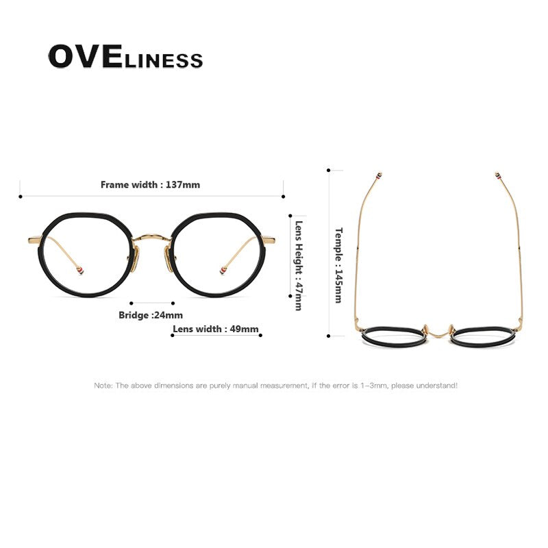 Oveliness Unisex Full Rim Flat Top Round Acetate Titanium Eyeglasses Tbx911 Full Rim Oveliness