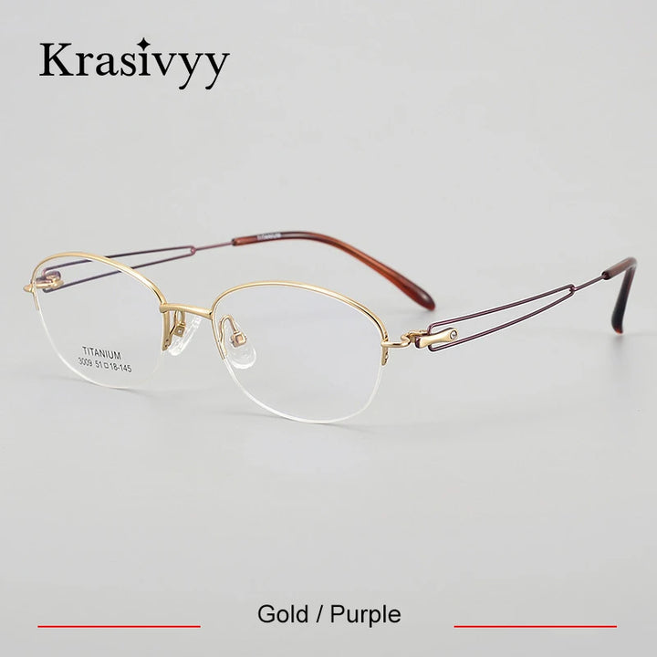 Krasivyy Women's Semi Rim Oval Square Titanium Eyeglasses 33009