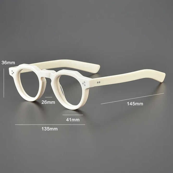 Gatenac Unisex Full Rim Flat Top Round Acetate Eyeglasses Gxyj1054 Full Rim Gatenac