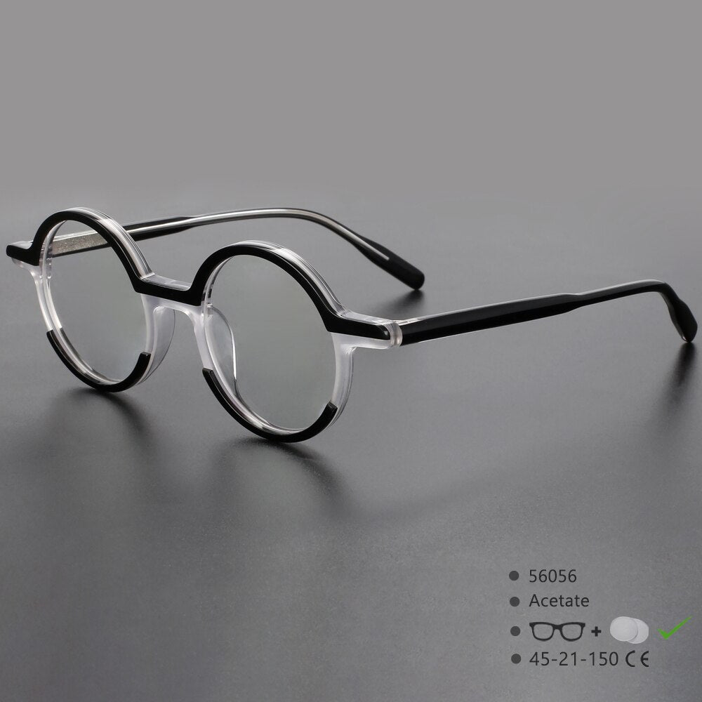 CCspace Unisex Full Rim Round Acetate Eyeglasses 56056 Full Rim CCspace C4Tarnstant