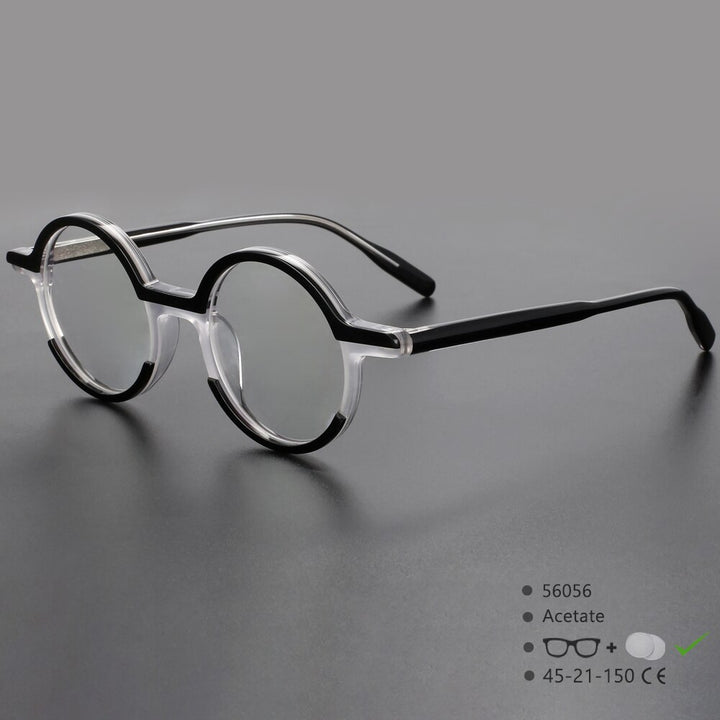 CCspace Unisex Full Rim Round Acetate Eyeglasses 56056 Full Rim CCspace C4Tarnstant