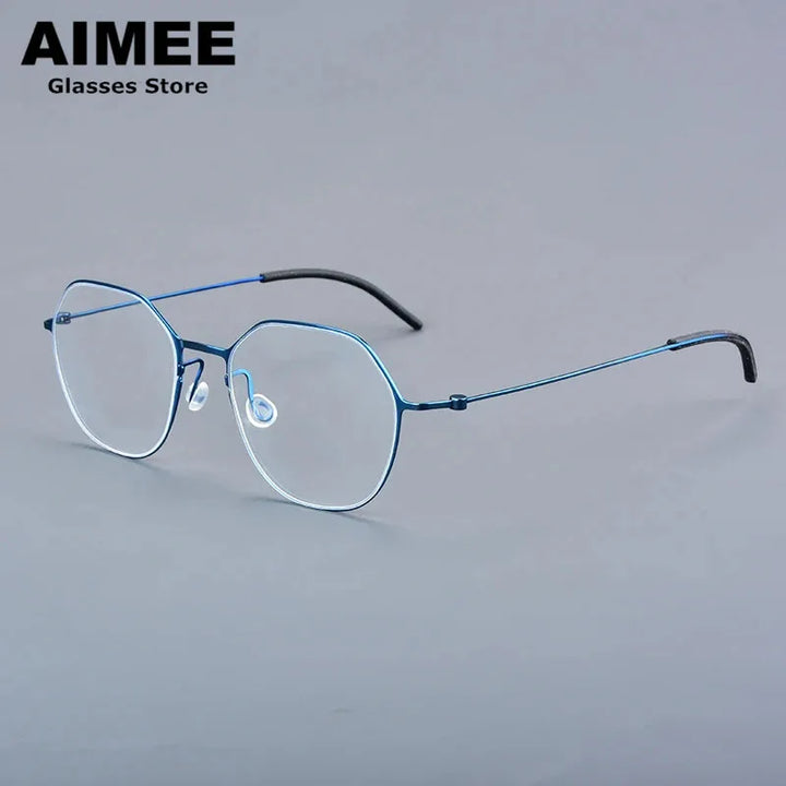 Aimee Unisex Full Rim Flat Top Polygon Titanium Eyeglasses 55740