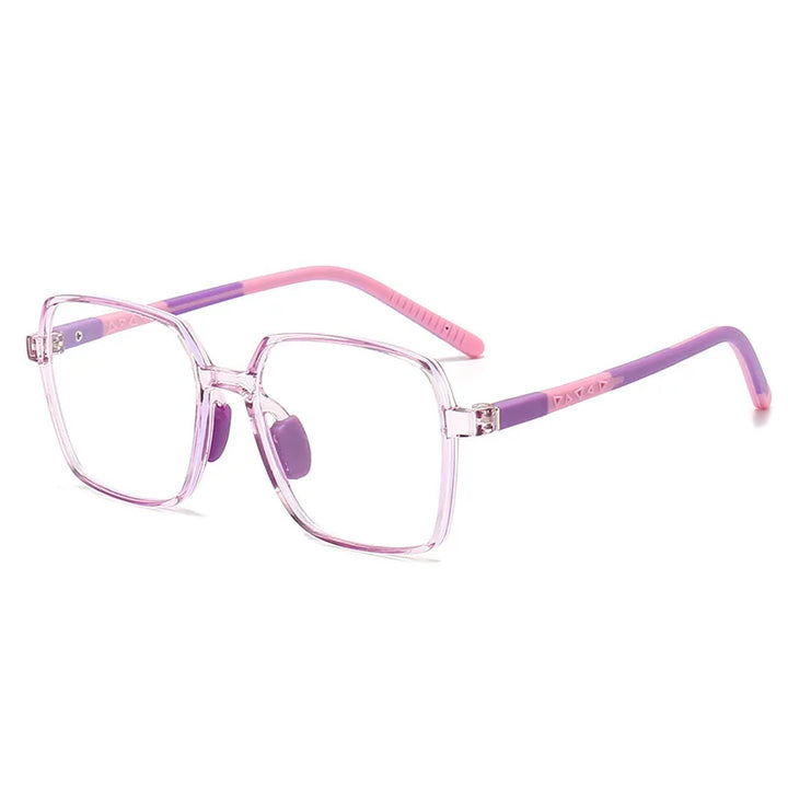 CCspace Unisex Children's Full Rim Square Tr 90 Titanium Eyeglasses 57511 Full Rim CCSpace PurplePink