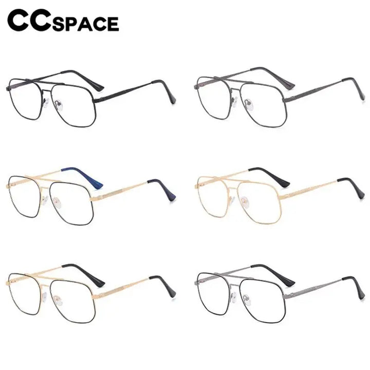 CCspace Unisex Full Rim Large Square Double Bridge Alloy Eyeglasses 57238 Full Rim CCspace