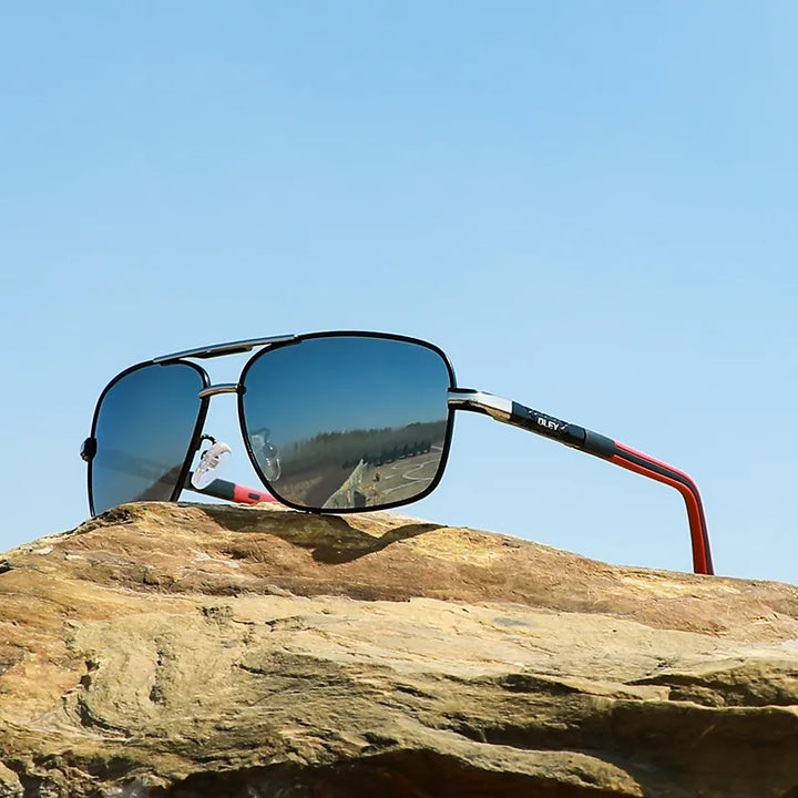 Oley Women's Full Rim Square Double Bridge Aluminum Magnesium Polarized Sunglasses Y7613 Sunglasses Oley Y7613 Silvery OLEY