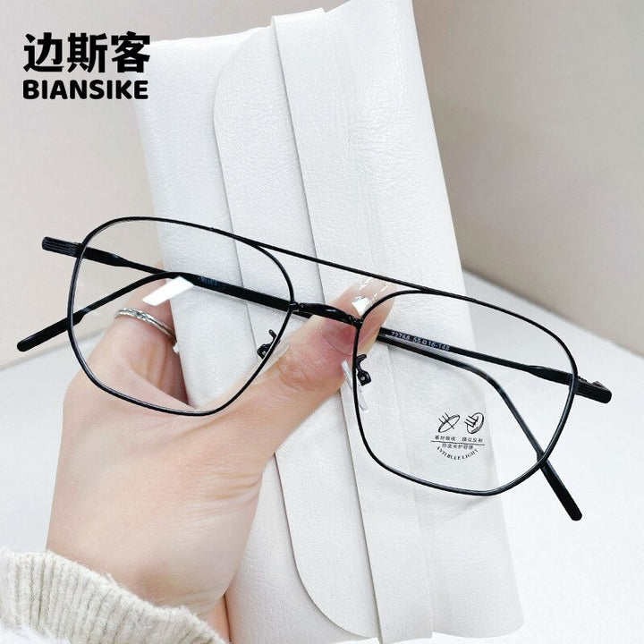 CCspace Unisex Full Rim Square Double Bridge Alloy Eyeglasses 55896 Full Rim CCspace Black China