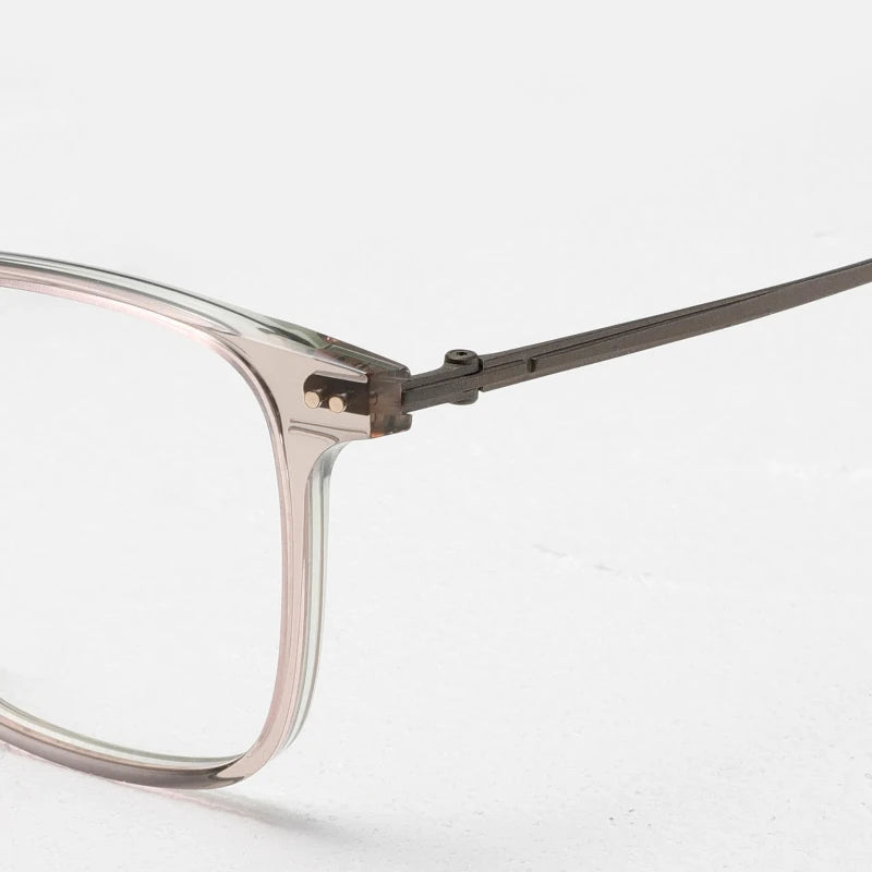 Aror Unisex Full Rim Square Acetate Titanium Eyeglasses 84296 Full Rim Aror