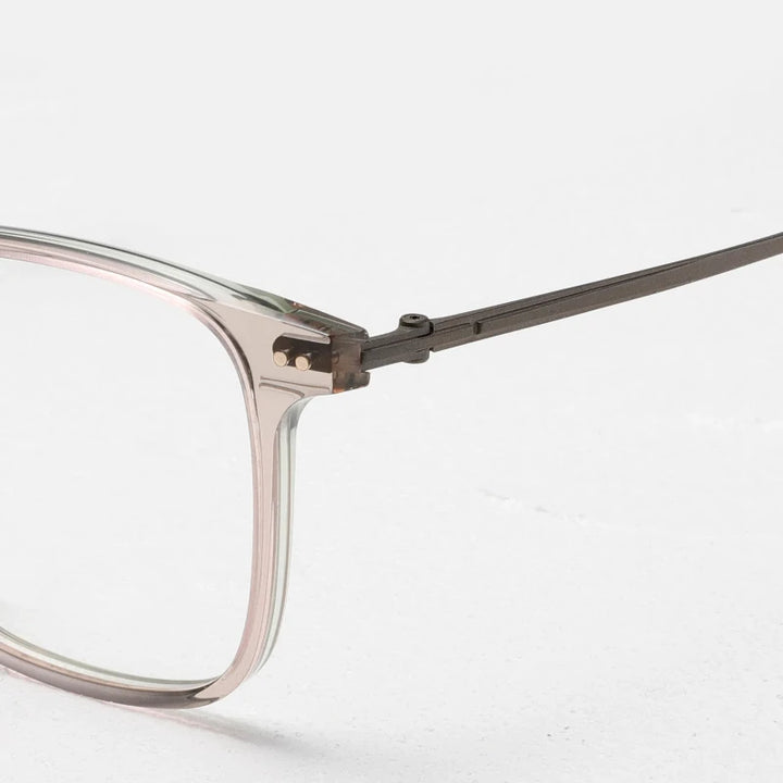 Aror Unisex Full Rim Square Acetate Titanium Eyeglasses 84296 Full Rim Aror