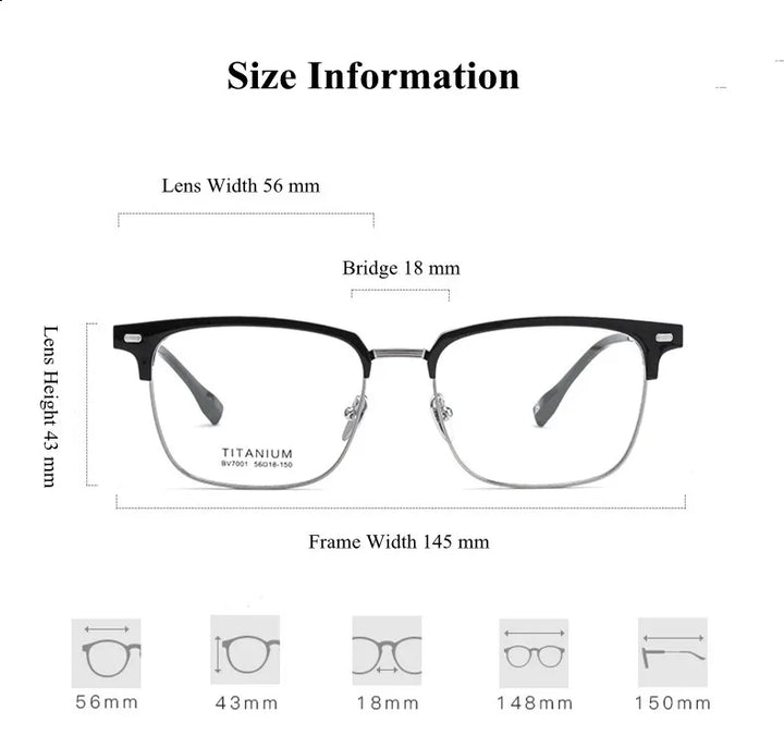 Chashma Ochki Unisex Full Rim Square Acetate Titanium Eyeglasses 317001