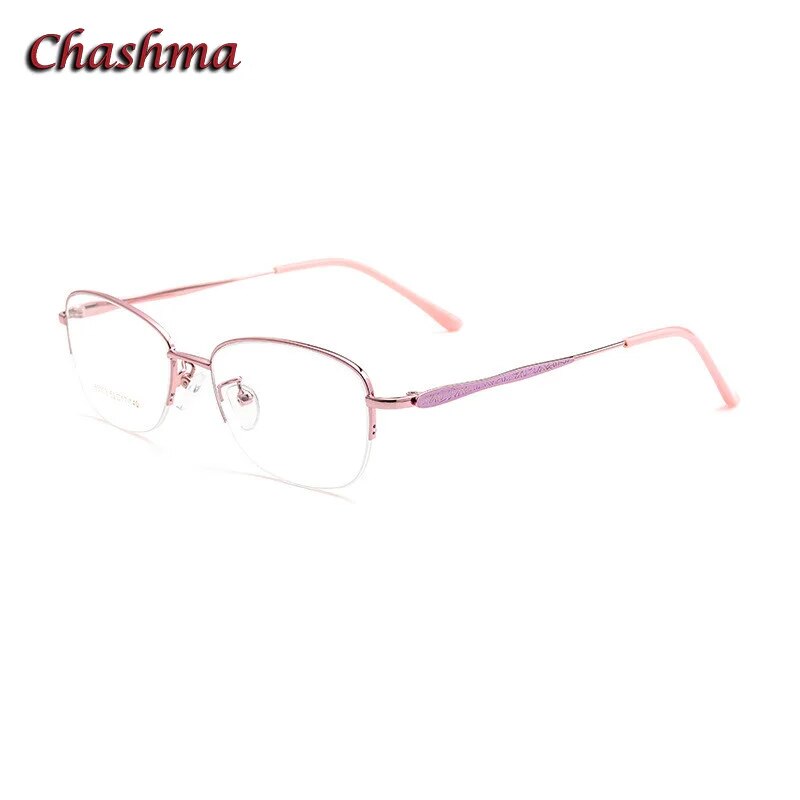 Chashma Ochki Unisex Semi Rim Square Stainless Steel Alloy Eyeglasses 83003 Semi Rim Chashma Ochki Pink  